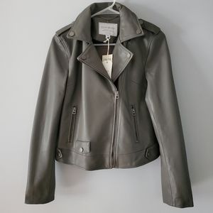 Lucky Brand Gray Faux Leather Motorcycle Jacket Size XS